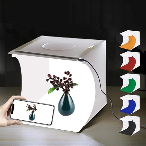 PULUZ Mini Photo Studio Box, PULUZ 20cm Portable Photography Shooting Light Tent Kit, White Folding Lighting Softbox with 20 LED Lights + 6 Backdrops for Product Display - Image 2