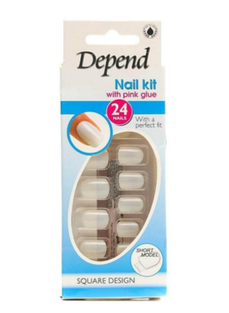 Depend Natural Clear Short Square Artificial Nails