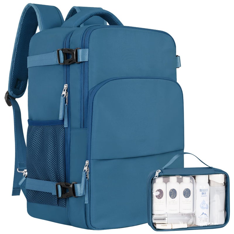 Sinaliy Travel Backpack Carry on Flight Approved Backpack with MultiPockets TSA Waterproof 173inch Laptop Backpack Personal Item Travel Bag for Men Women Deep Blue - Image 2