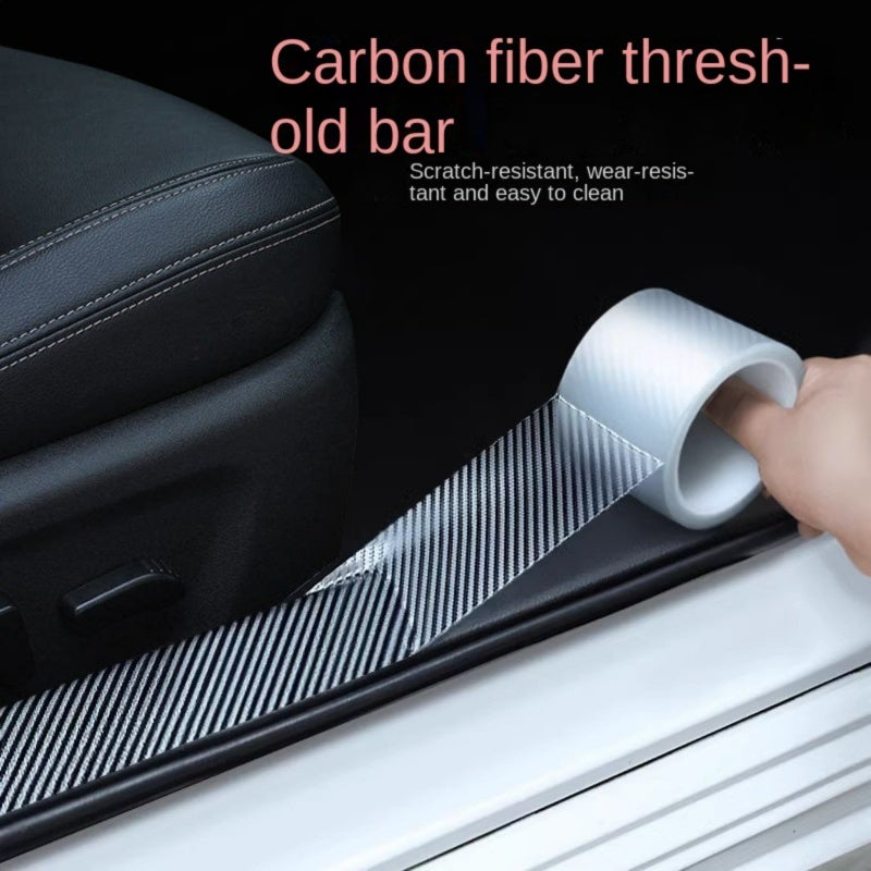 Car Threshold 3x300cm Carbon Fiber Transparent Anti-scratch Kick Protector - Bubble-free Easy Installation Scuff Guard for Universal Vehicle Interior Exterior Use - Image 3