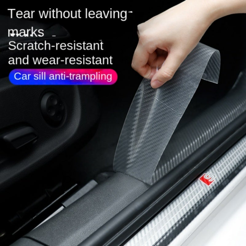 Car Threshold 3x300cm Carbon Fiber Transparent Anti-scratch Kick Protector - Bubble-free Easy Installation Scuff Guard for Universal Vehicle Interior Exterior Use - Image 4