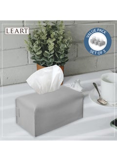 LeArt Leather Tissue Box Cover – Home Decorations for Living Room, Bedroom and Office | Car Tissue Holder | Tissue Box Holder for Car | Tissue Box Cover for Car (Stone Grey - Pack of 3)  - Image 4