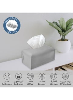 LeArt Leather Tissue Box Cover – Home Decorations for Living Room, Bedroom and Office | Car Tissue Holder | Tissue Box Holder for Car | Tissue Box Cover for Car (Stone Grey - Pack of 3)  - Image 3