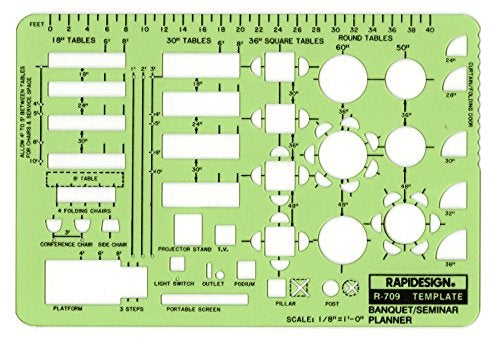 Rapidesign 1/8 Inch Banquet/Seminar Planner Template, 1 Each (R709) - Image 3