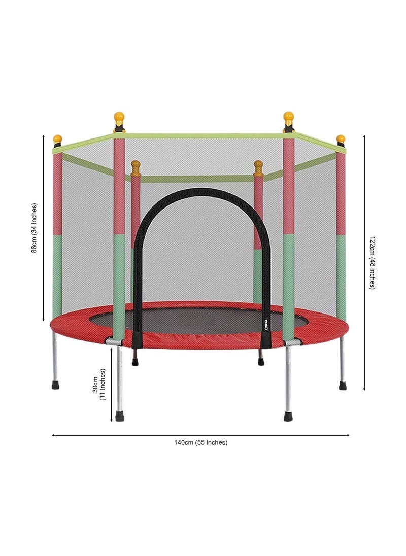 Generic - 140cm Indoor Trampoline with Protection Net Adult Children Jumping Bed Enclosure Outdoor Trampolines Workout Fitness Equipment - Image 1