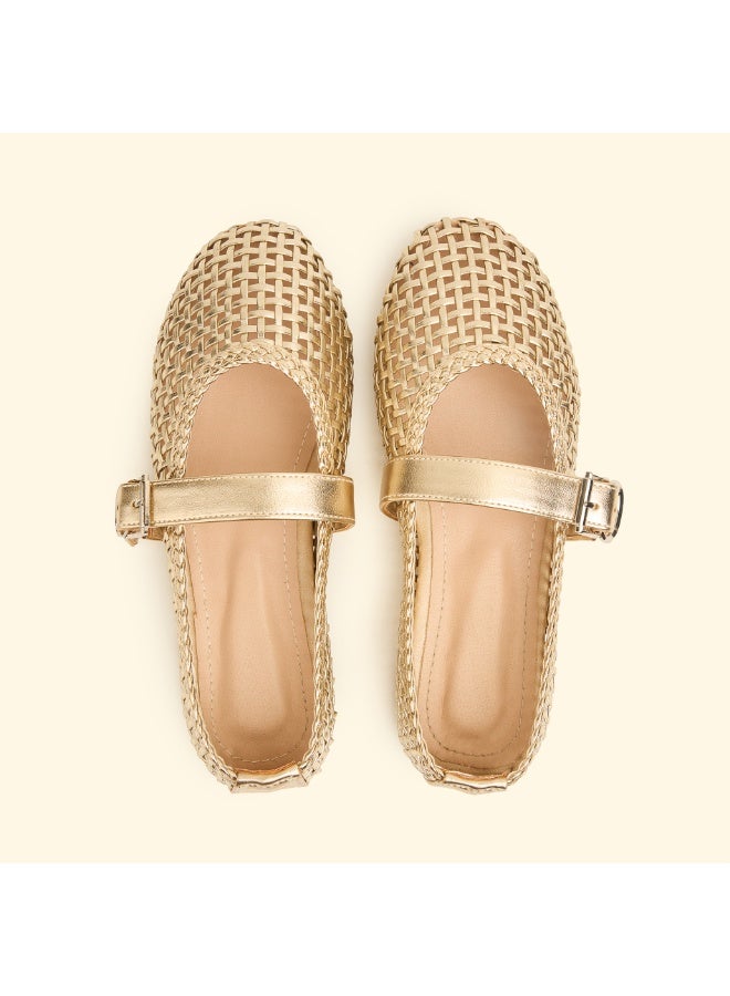 BOU woven-mary-jane-gold - Image 1