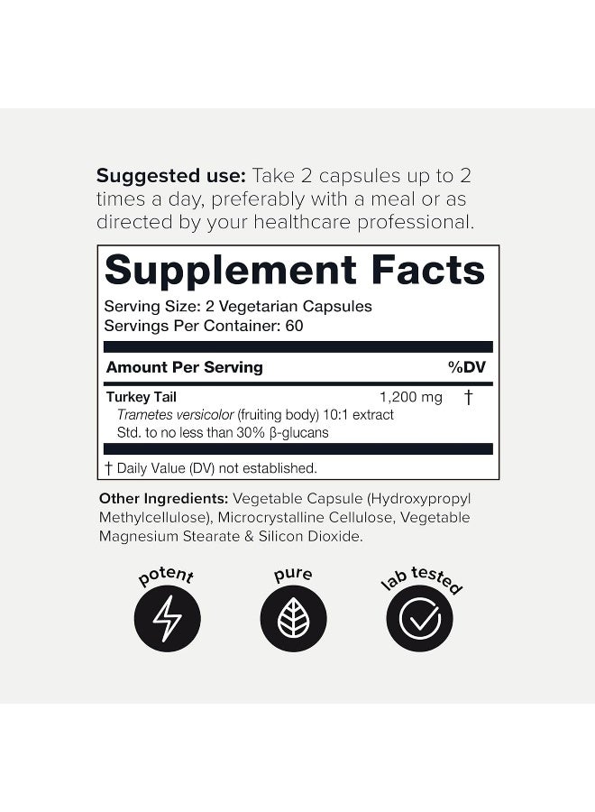 Toniiq 30% Beta Glucans 12,000mg 10x Concentrated Ultra High Strength Turkey Tail Mushroom Extract - Highly Concentrated and Bioavailable - 120 Veggie Capsules - Image 2
