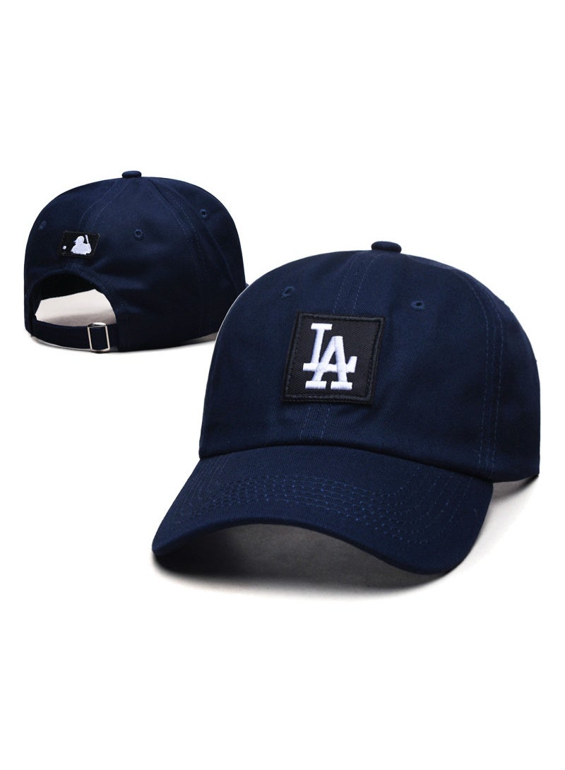 New Era MLB Los Angeles Dodgers Navy Dad Hat with Black Patch White LA Logo