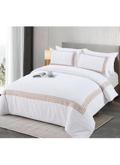 Comfy Comfy 6pc Embroidered Premium Quality Pure Cotton King Size White Comforter Set 
