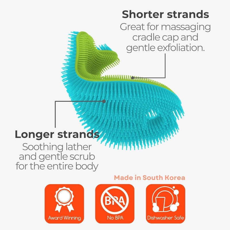 Innobaby Bathin Smart Silicone Sensory Fish Bath Scrub for Babies and Toddlers  Aqua Green - Image 3