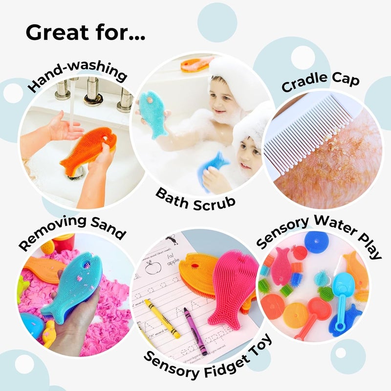 Innobaby Bathin Smart Silicone Sensory Fish Bath Scrub for Babies and Toddlers  Aqua Green - Image 5