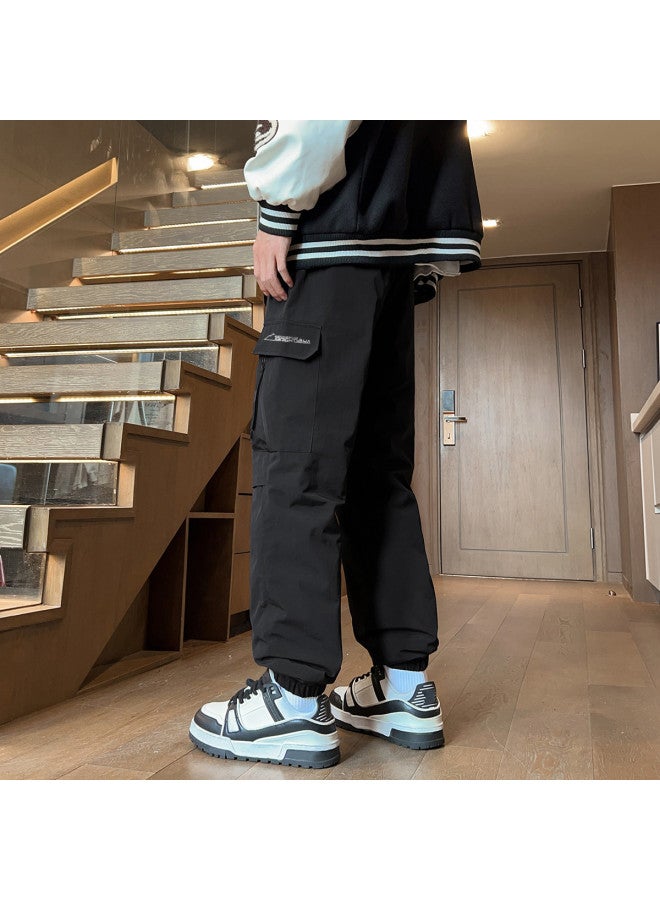 YaYa Winter Men's Youth Casual Fashion Down Pants Comfortable Elastic Waist Warm Cuffed Down Pants - Image 3
