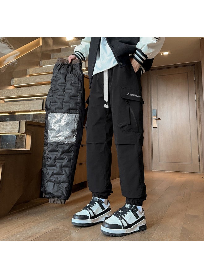 YaYa Winter Men's Youth Casual Fashion Down Pants Comfortable Elastic Waist Warm Cuffed Down Pants - Image 5