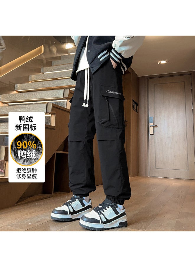 YaYa Winter Men's Youth Casual Fashion Down Pants Comfortable Elastic Waist Warm Cuffed Down Pants - Image 2