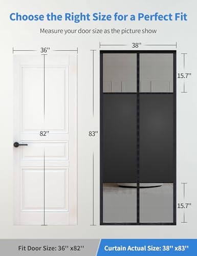 Fillis Magnetic Screen Door with Privacy Protection PET Mesh Screen Fit for Door Size 36x82 Inch Product Size 38x83 Inch Pet Friendly Screen Curatin for Doorway to Keeps Bugs Out - Image 3