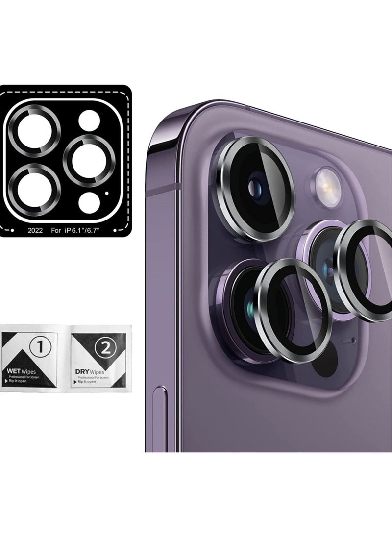 Raxoom Camera Lens Protector for iPhone 14 Pro/14 Pro Max, Anti-Scratch HD Tempered Glass Metal Ring Camera Screen Protector, Easy Installation Lens Protective Cover Film for iPhone14 Pro/14 Pro Max - Image 1