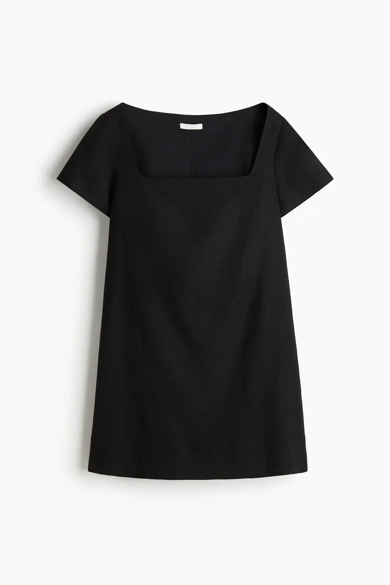 اتش اند ام فستان قصير من مزيج الكتان