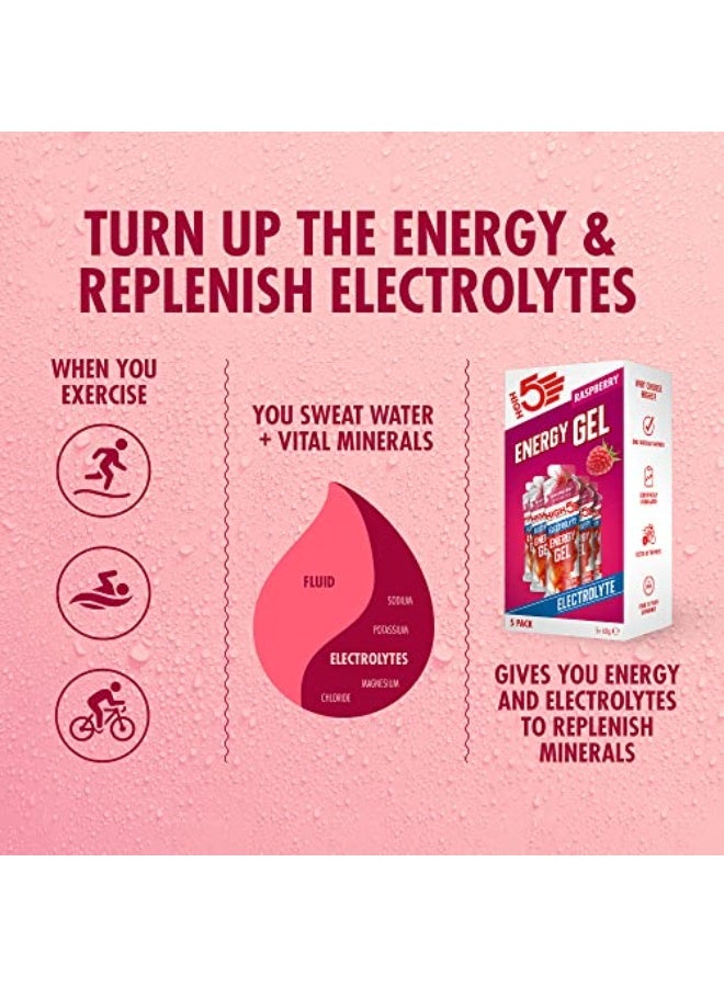 High5 Energy Gels with Electrolytes - Quick Release Sports Gels for Peak Performance - Natural Fruit Juice & Caffeine-Free - Energy Boost for Running, Cycling, Endurance (Raspberry, 5 x 60g) - Image 4