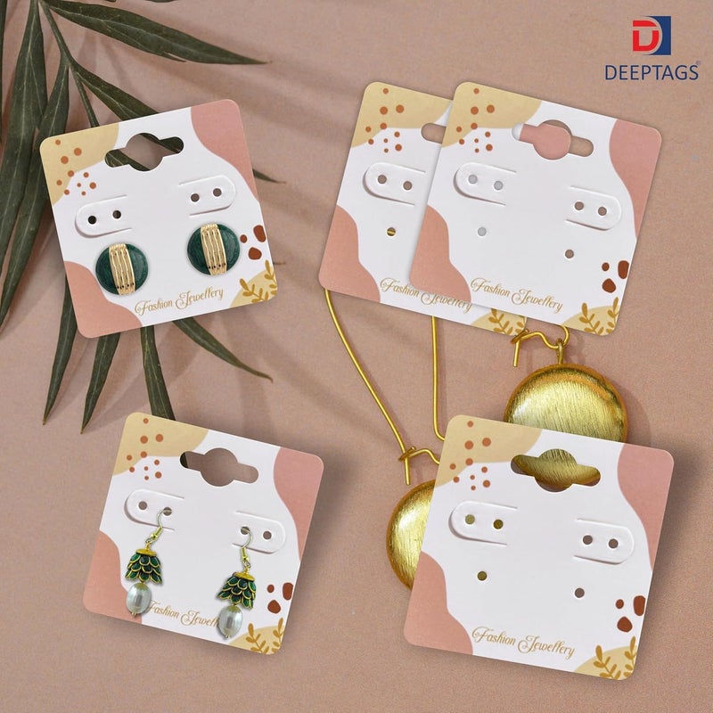 DEEPTAGS Jewellery Display Card with Transparent Plastic Bags for Bracelet, Earring, Jewelry, Necklace, Studs - Cream & White, 200 PCS - Image 5