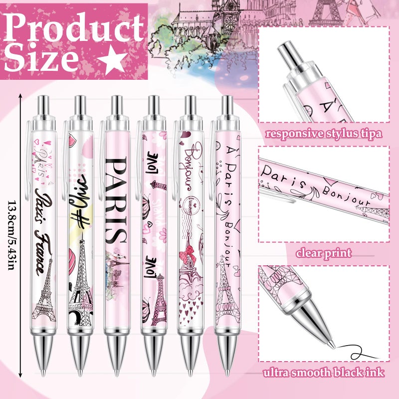 Gilprop 24 Pcs Paris Gifts Set Paris Notepads with Pens Cute Self Stick Notes Pens for Lover Sticky Notes Ballpoint Bulk for Traveler Birthday Party Gifts(Pink) - Image 4