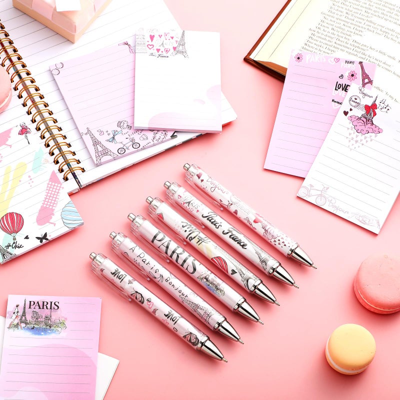 Gilprop 24 Pcs Paris Gifts Set Paris Notepads with Pens Cute Self Stick Notes Pens for Lover Sticky Notes Ballpoint Bulk for Traveler Birthday Party Gifts(Pink) - Image 2