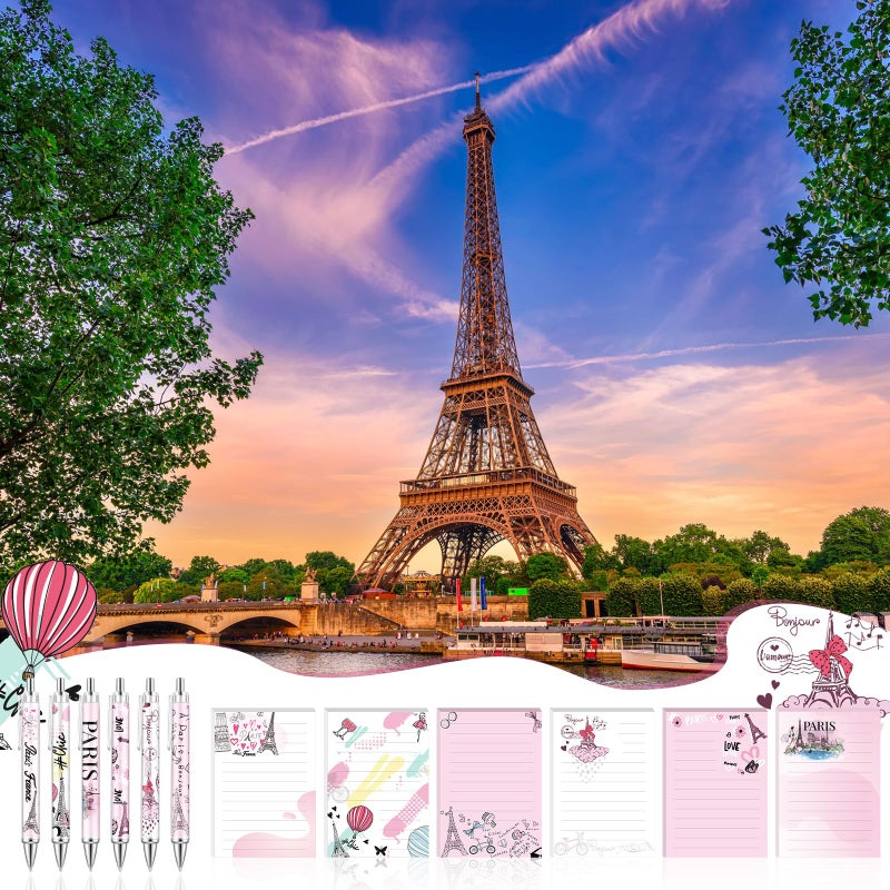 Gilprop 24 Pcs Paris Gifts Set Paris Notepads with Pens Cute Self Stick Notes Pens for Lover Sticky Notes Ballpoint Bulk for Traveler Birthday Party Gifts(Pink) - Image 5