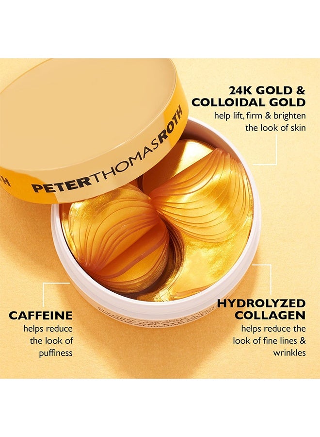 بيتر توماس روث رقع العين الهيدروجيل الفاخرة 24K ذهب نقي لرفع وتدعيم، رقع تحت العين لمكافحة الشيخوخة، تساعد على رفع وتحسين مظهر منطقة العين، 60 رقعة + ملعقة - Image 2