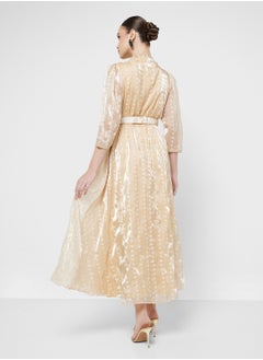 hayas closet Belted V-Neck Moroccan Dress  - Image 2