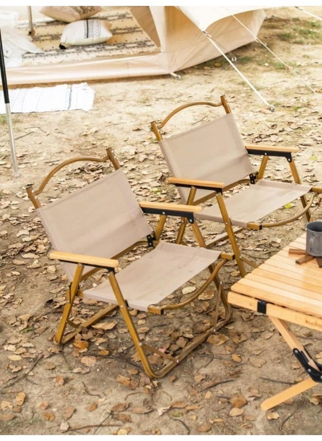 Cady One Two-piece folding chair for camping and trips, beige color  - Image 2