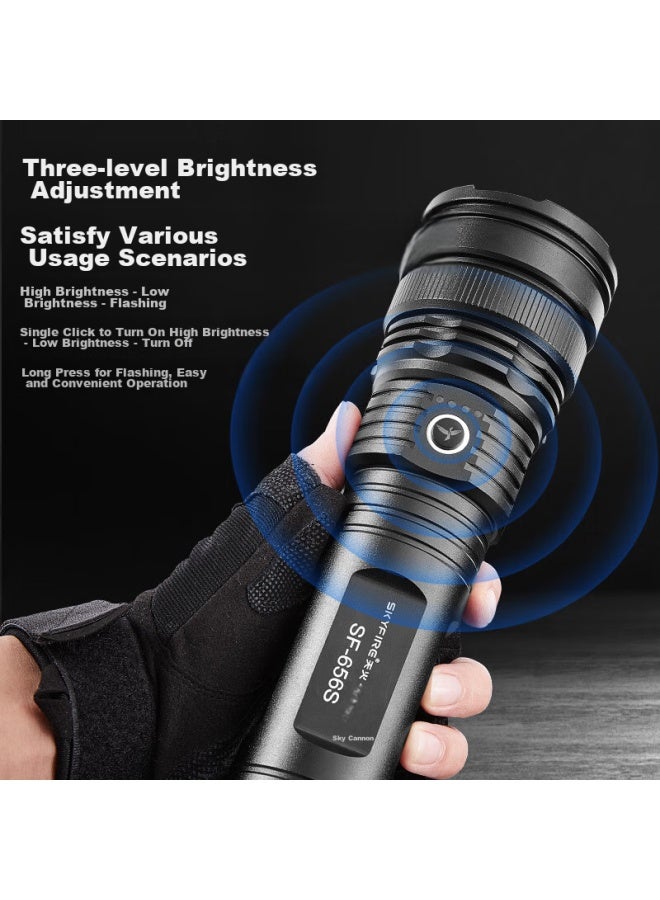 SkyFire Tianhuo Flashlight, High Brightness, Zoomable, Long-lasting Battery, Long-range, Sky-piercing, Searchlight, Laser, Outdoor, 40000mah - Image 5