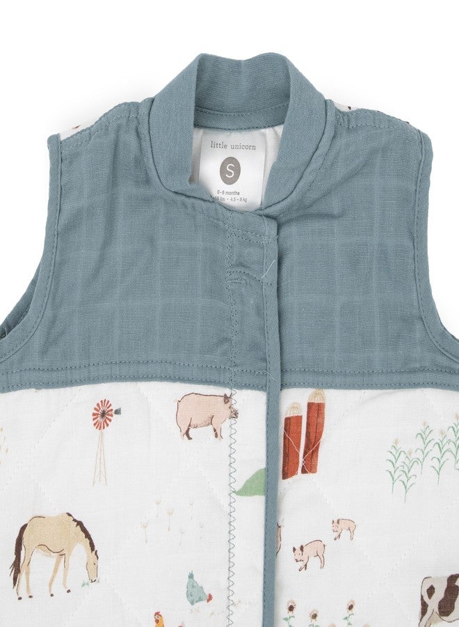 Little Unicorn 18-24 Month Quilted Sleep Sack 2.6 TOG | Soft & Breathable Muslin Cotton for safer sleep | 2 way zipper (Farmyard) - Image 2