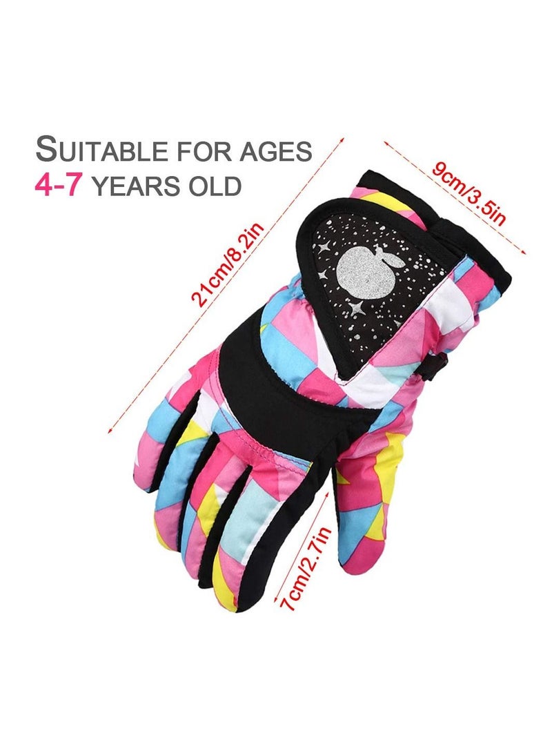 Y&D Kids Snow Gloves, Waterproof Winter Gloves with Adjustable Buckle for Girls Boys Outdoor Gift (Pink) - Image 4