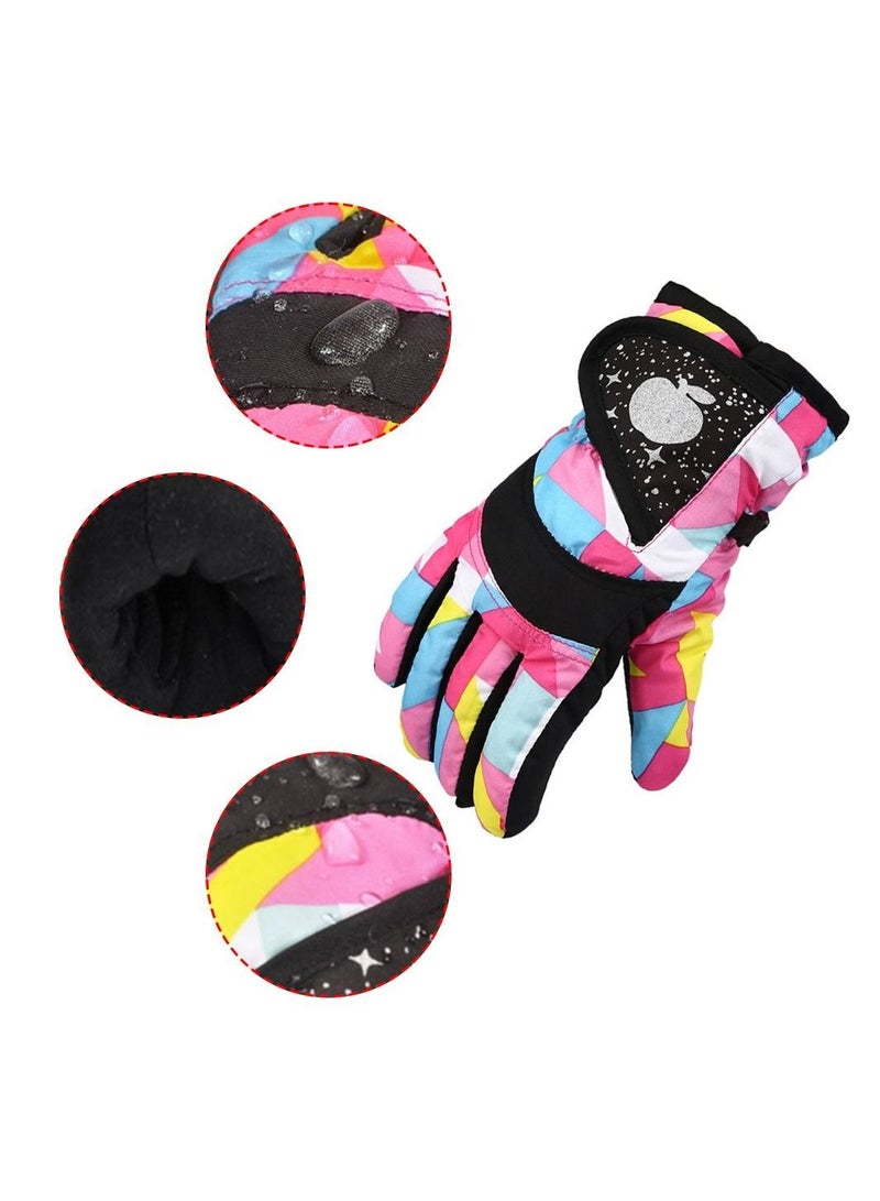 Y&D Kids Snow Gloves, Waterproof Winter Gloves with Adjustable Buckle for Girls Boys Outdoor Gift (Pink) - Image 3