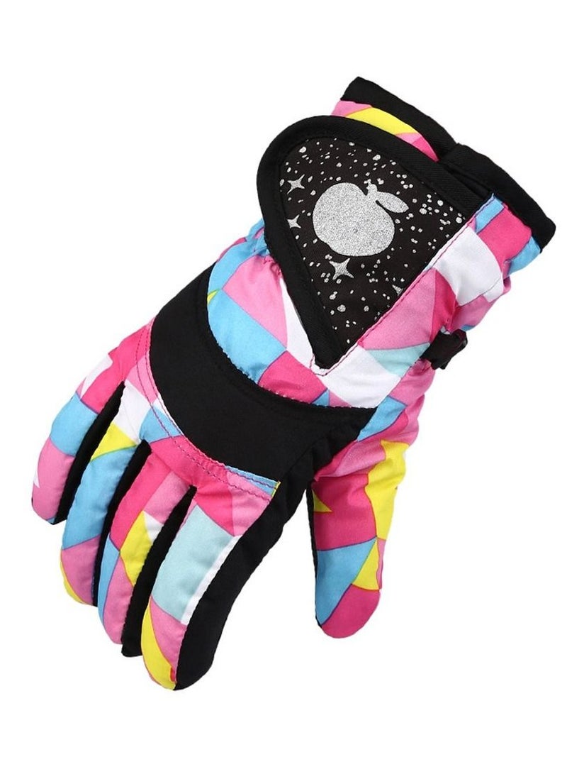Y&D Kids Snow Gloves, Waterproof Winter Gloves with Adjustable Buckle for Girls Boys Outdoor Gift (Pink) - Image 5