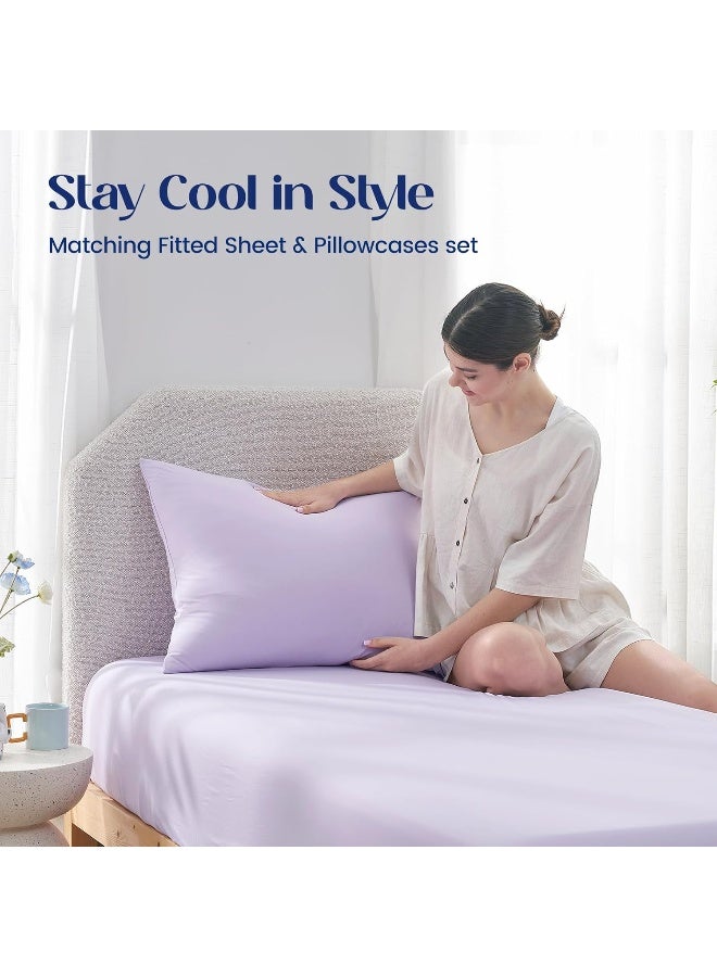 Dream Valley® Outlast® Twin Size Cooling Fitted Sheet with 1 Pillowcase NASA-Grade Technology, Q-Max > 0.4 Aerocool™ Cooling for Night Sweats, Hot Sleepers, Purple - Image 3