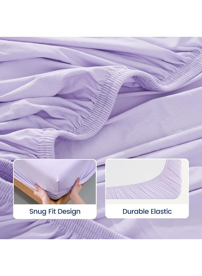 Dream Valley® Outlast® Twin Size Cooling Fitted Sheet with 1 Pillowcase NASA-Grade Technology, Q-Max > 0.4 Aerocool™ Cooling for Night Sweats, Hot Sleepers, Purple - Image 4