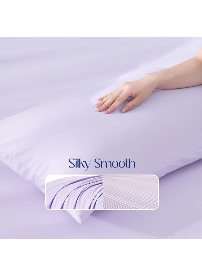 Dream Valley® Outlast® Twin Size Cooling Fitted Sheet with 1 Pillowcase NASA-Grade Technology, Q-Max > 0.4 Aerocool™ Cooling for Night Sweats, Hot Sleepers, Purple - Image 5