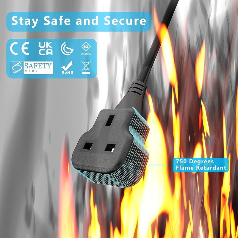 UK Plug Extension Cord 1 Gang 3250W Power Extension Socket with Pure Copper Wiring & Fireproof Protection Extension Cable Outdoor Extension Lead 3 Metre - Image 2