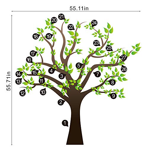 RAINBOW WSK RW-1080 3D Green Tree Wall Stickers Family Photo Tree Wall Decal Removable Peel and Stick DIY Art Wallpaper for Kids Girls Babys Bedroom Bathroom Living Room Nursery Offices - Image 2