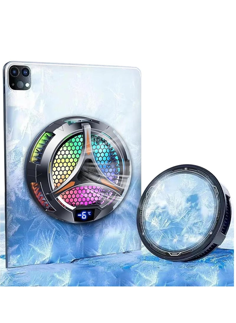 Kiboule iPad Cooler Magnetic Tablet Fan Cooler with LED Display for MacBook/Samsung Tab,Universal Semiconductor Radiator for Desk Work Gaming Streaming Live Watch Movie Black  - Image 1