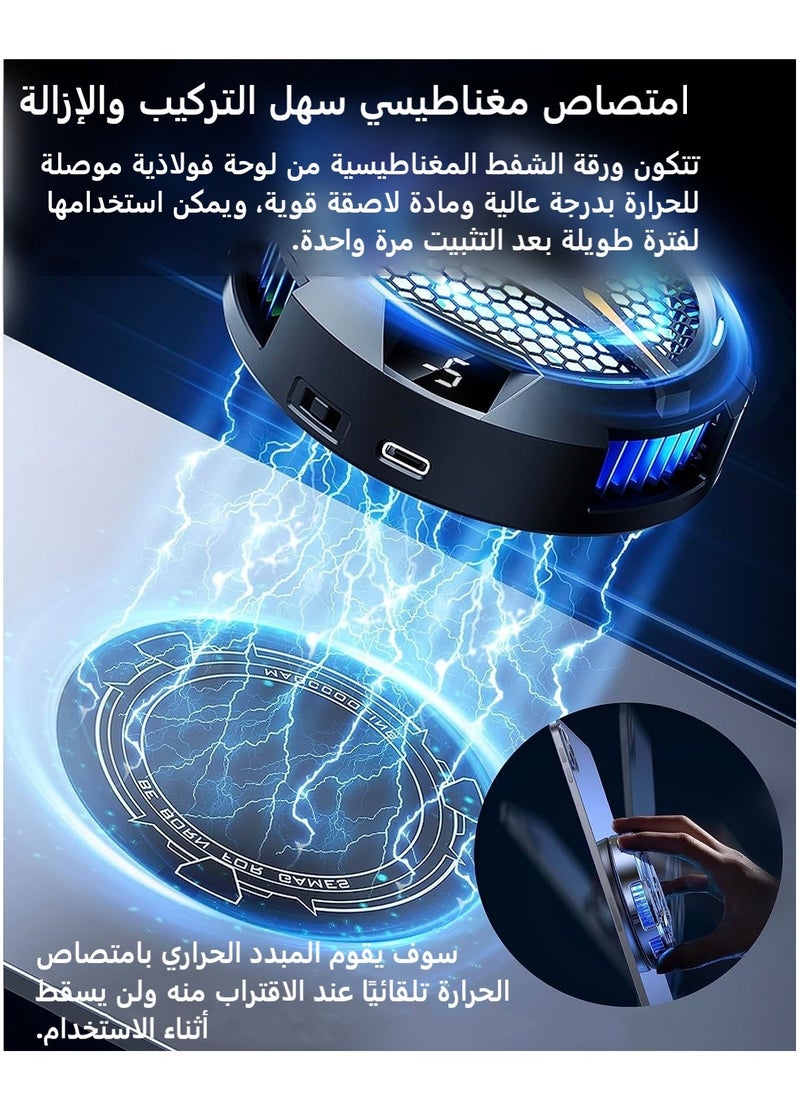 Kiboule - iPad Cooler Magnetic Tablet Fan Cooler with LED Display for MacBook/Samsung Tab,Universal Semiconductor Radiator for Desk Work Gaming Streaming Live Watch Movie Black - Image 1