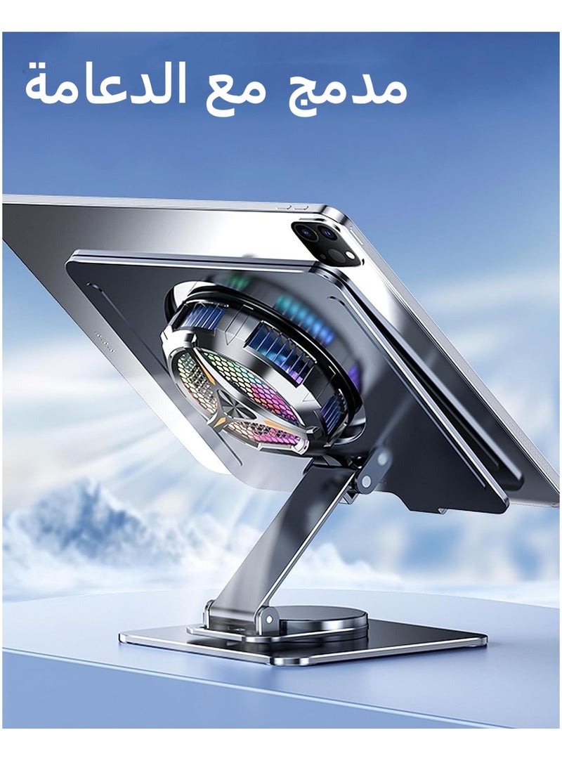 Kiboule - iPad Cooler Magnetic Tablet Fan Cooler with LED Display for MacBook/Samsung Tab,Universal Semiconductor Radiator for Desk Work Gaming Streaming Live Watch Movie Black - Image 1