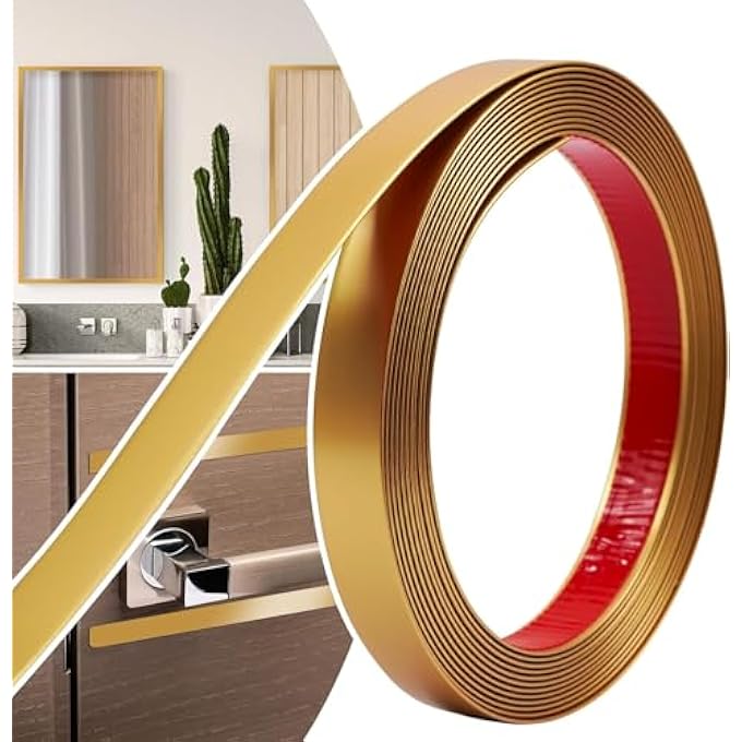 0.8IN  20FT PEEL AND STICK TRIM MOLDING,FLEXIBLE WATERPROOF WALL TRIM SELF ADHESIVE FOR WINDOW FRAME, WALLS EDGES, MIRROR FRAME COPPER - Image 1