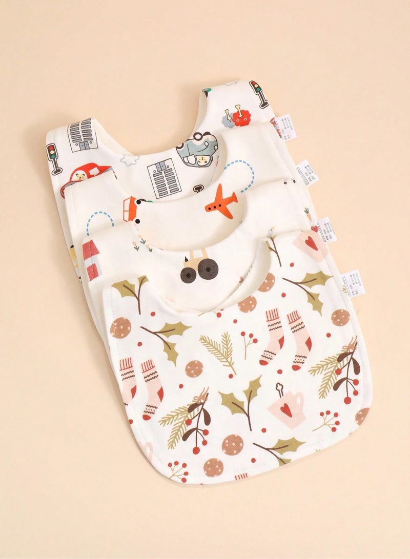Kisunya Baby Bib - 4Pcs White Baby Bib Set, U-Shaped Feeding Bibs for Infants and Toddlers, Waterproof, Soft and Comfortable, Adjustable Snap Closure, Easy to Clean, Ideal for Feeding, Teething, and Daily Use, Unisex Baby Essentials - Image 2
