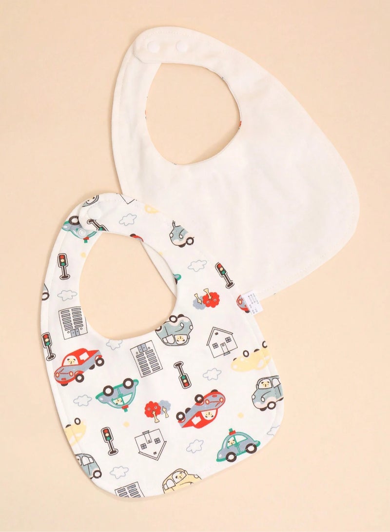 Kisunya Baby Bib - 4Pcs White Baby Bib Set, U-Shaped Feeding Bibs for Infants and Toddlers, Waterproof, Soft and Comfortable, Adjustable Snap Closure, Easy to Clean, Ideal for Feeding, Teething, and Daily Use, Unisex Baby Essentials - Image 4