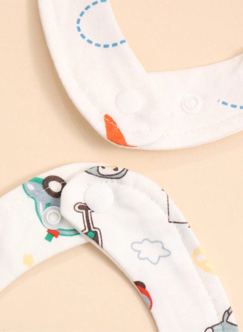 Kisunya Baby Bib - 4Pcs White Baby Bib Set, U-Shaped Feeding Bibs for Infants and Toddlers, Waterproof, Soft and Comfortable, Adjustable Snap Closure, Easy to Clean, Ideal for Feeding, Teething, and Daily Use, Unisex Baby Essentials - Image 5