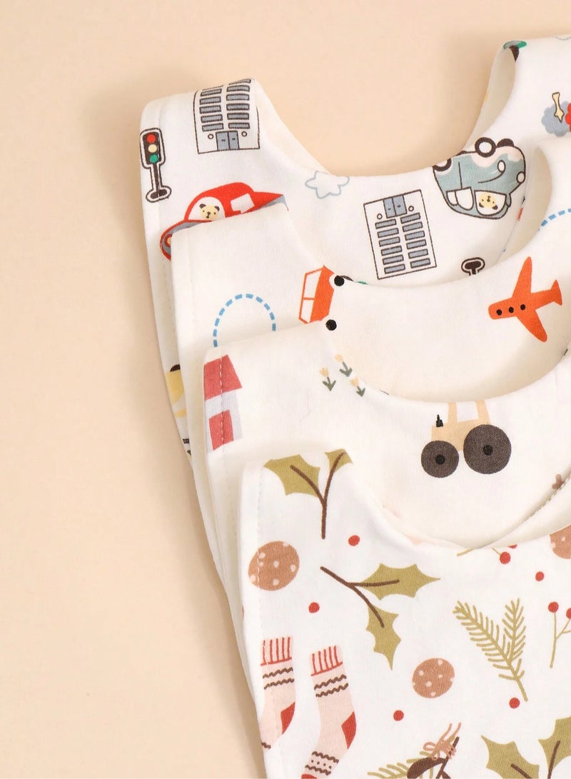 Kisunya Baby Bib - 4Pcs White Baby Bib Set, U-Shaped Feeding Bibs for Infants and Toddlers, Waterproof, Soft and Comfortable, Adjustable Snap Closure, Easy to Clean, Ideal for Feeding, Teething, and Daily Use, Unisex Baby Essentials - Image 3