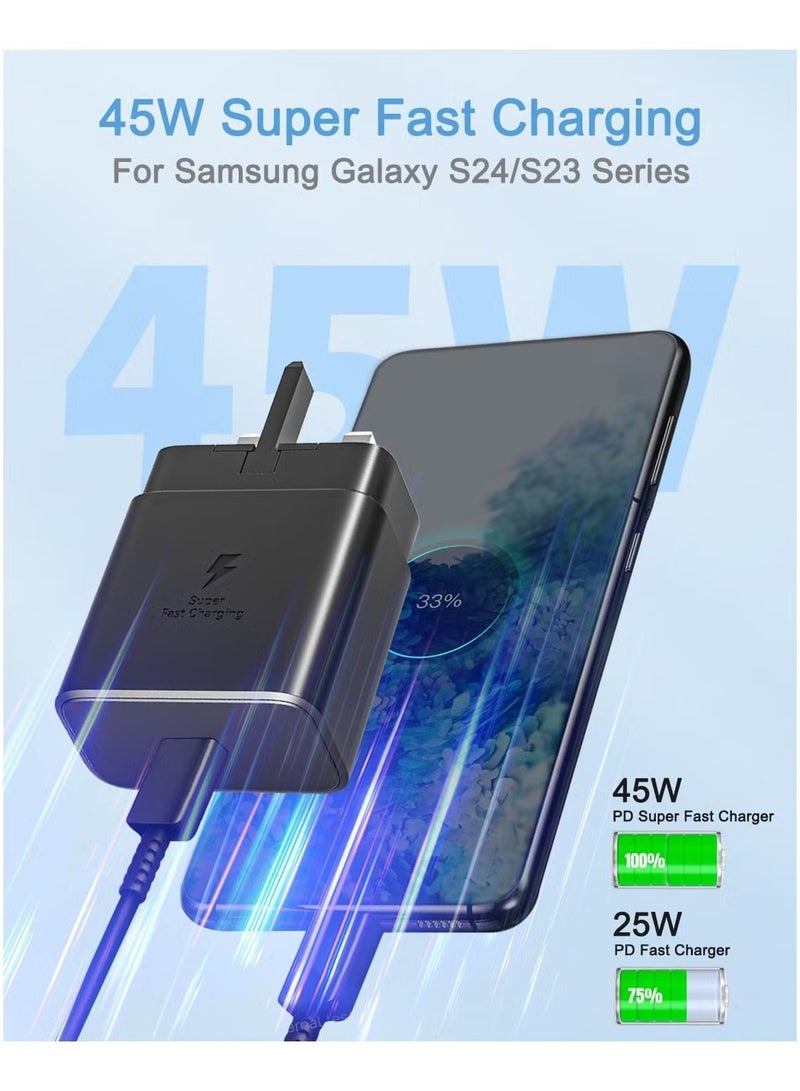 JAJEEK 45W Super Fast Charger Compatible with Samsung, PD3.0 USB-C Charger Compatible with Samsung Galaxy S23 Ultra S23+ S23 S22 Ultra S21+ A53 5G A54 Z Fold/Flip 4 Tab S8 Ultra, with 1M Type C Cable - Image 2