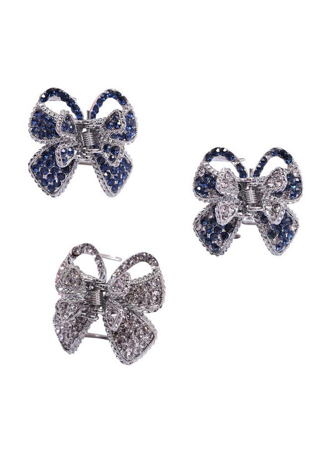 Ruihfas - 3Pcs Retro Crystal Rhinestone Butterfly Bangs Clip Bow Hair Claw Gripper For Girls Women 0.78×1.38 Inch - Image 1