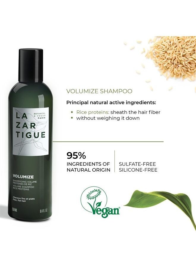 Lazartigue - Volumize Shampoo, Enriched with Rice Proteins, Gives Body & Substance to Fine Hair, Leaves Soft & Shiny, Increased Lasting Natural Volume, Vegan, 8.4 Oz - Image 1